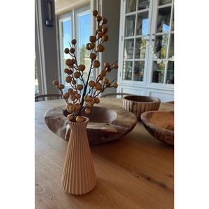 Fluted Vase, Recycled Material, Natural Color, 8' x 4"‎ Vase, NEW